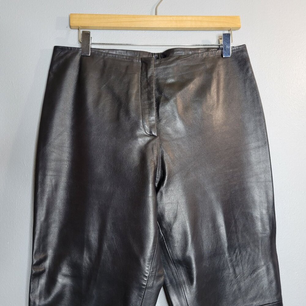 Vintage Womens 8 Black Buttery Soft Leather Flared Pants Lined Y2K‎ - Picture 3 of 9